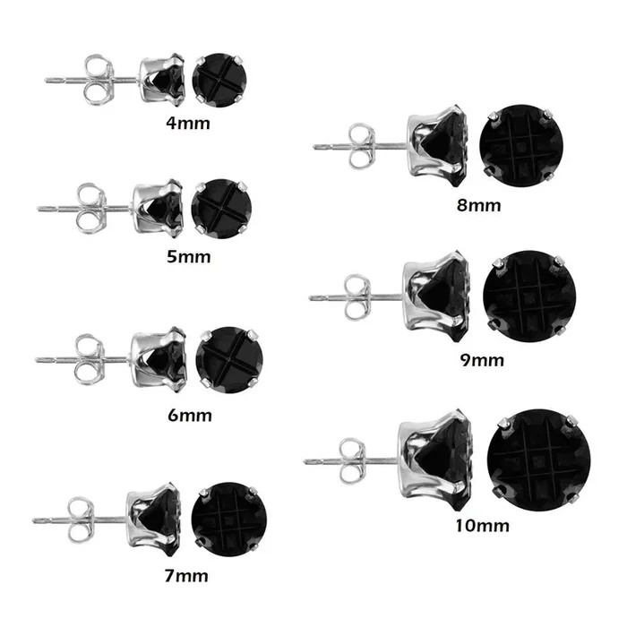 Silver 925 Black Round CZ Invisible Cut Stud Earring – STUD RD BL IN