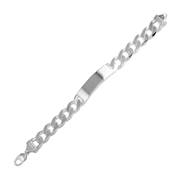 Silver 925 Engraveable ID Curb 350 Bracelet 12.9mm – ID-CURB350