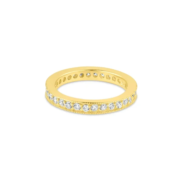Silver 925 Gold Plated Clear CZ Stackable Eternity Ring – BGR00375