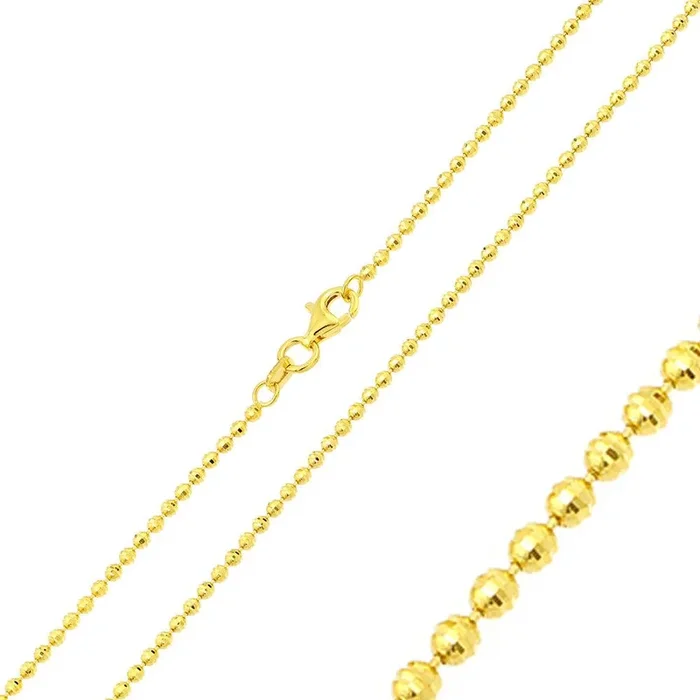 Silver 925 Gold Plated Horizontal Diamond Cut Bead Chain 1.8mm – CH325 GP