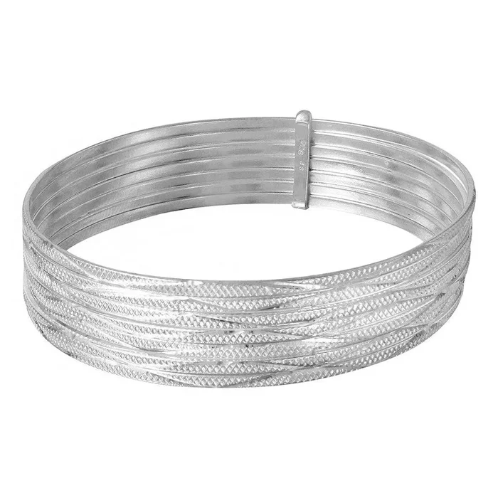 Silver 925 High Polished Diamond Cut Semanario Bangle Bracelet – BG127