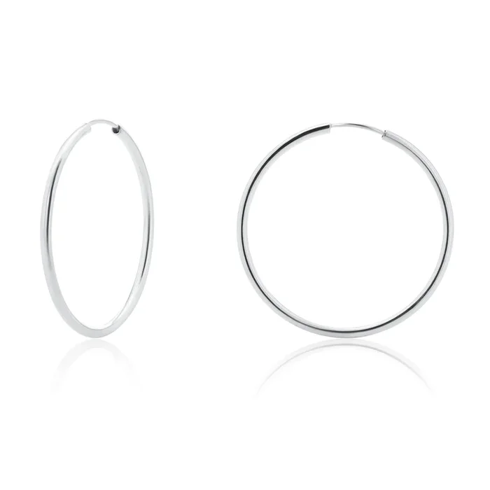 Silver 925 High Polished Endless Hoop Earrings 2mm – HP06-2
