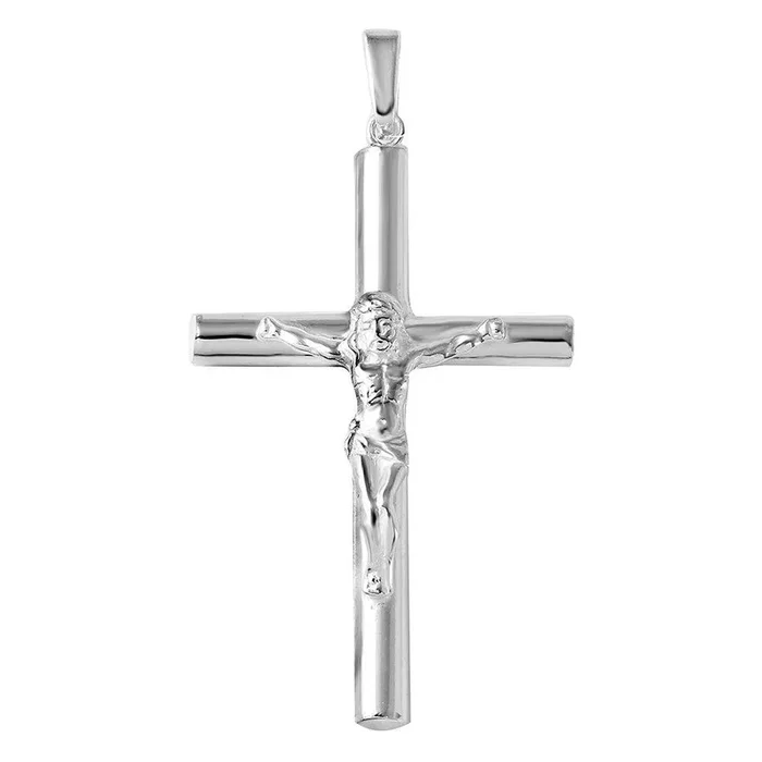 Silver 925 High Polished Large Cylinder Cross Pendant – SOP00097