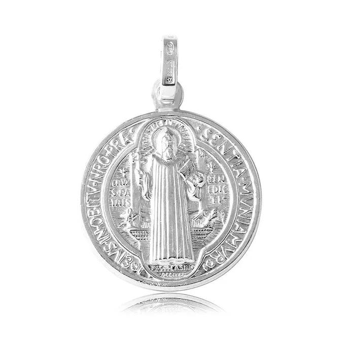 Silver 925 High Polished Large Saint Benedict Medallion – ARP00006LG
