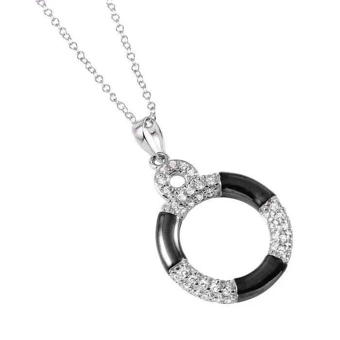Silver 925 Rhodium Lifebuoy Necklace with CZ – BGP00918