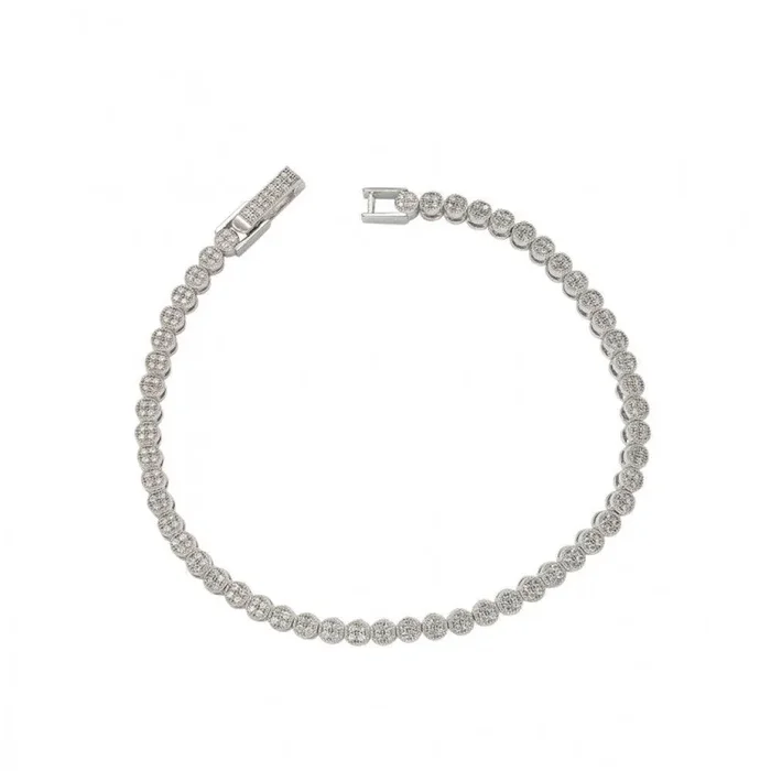Silver 925 Rhodium Plated 3mm Multiple Clear Micro Pave Tennis CZ Bracelet – GMB00003