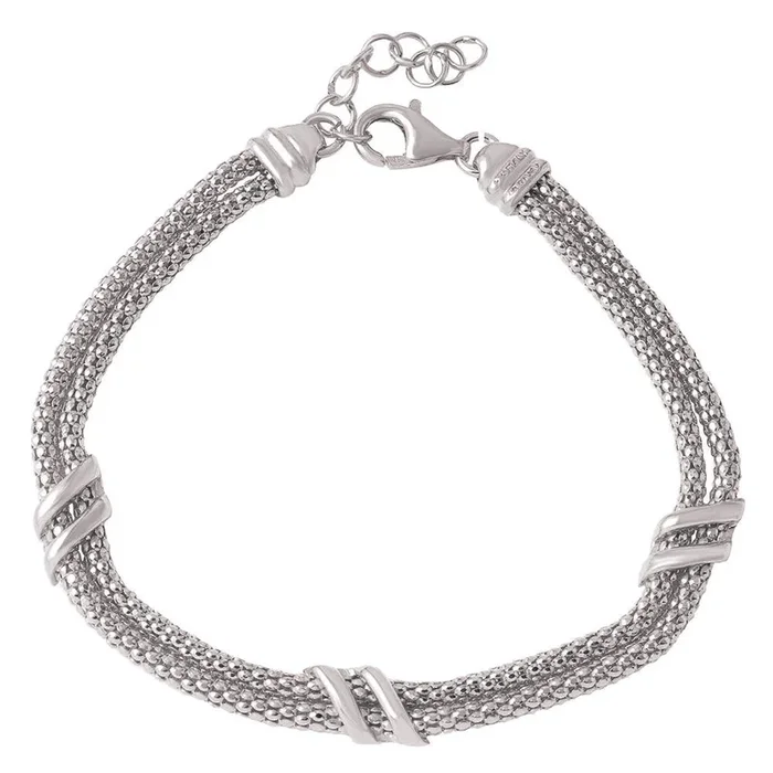 Silver 925 Rhodium Plated 6 Bar Italian Bracelets – ARB00023RH