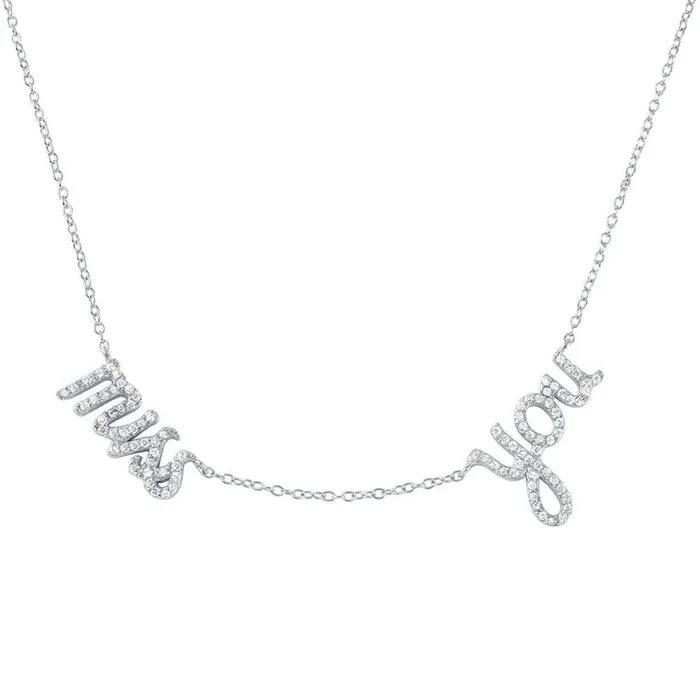 Silver 925 Rhodium Plated ‘miss you’ Pendant Necklace – STP01407