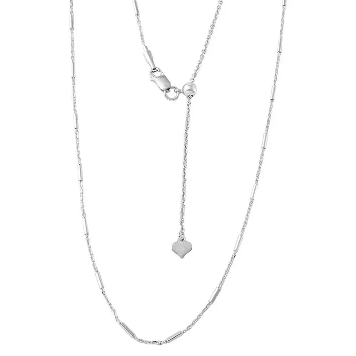 Silver 925 Rhodium Plated Adjustable Bar Slider Chain – DIN00030RH