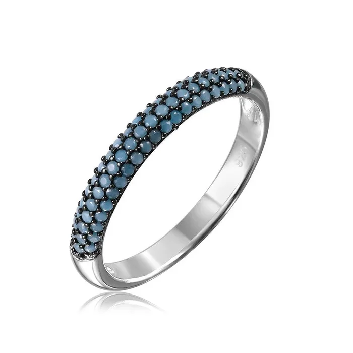Silver 925 Rhodium Plated Band with Turquoise Stone – GMR00089T
