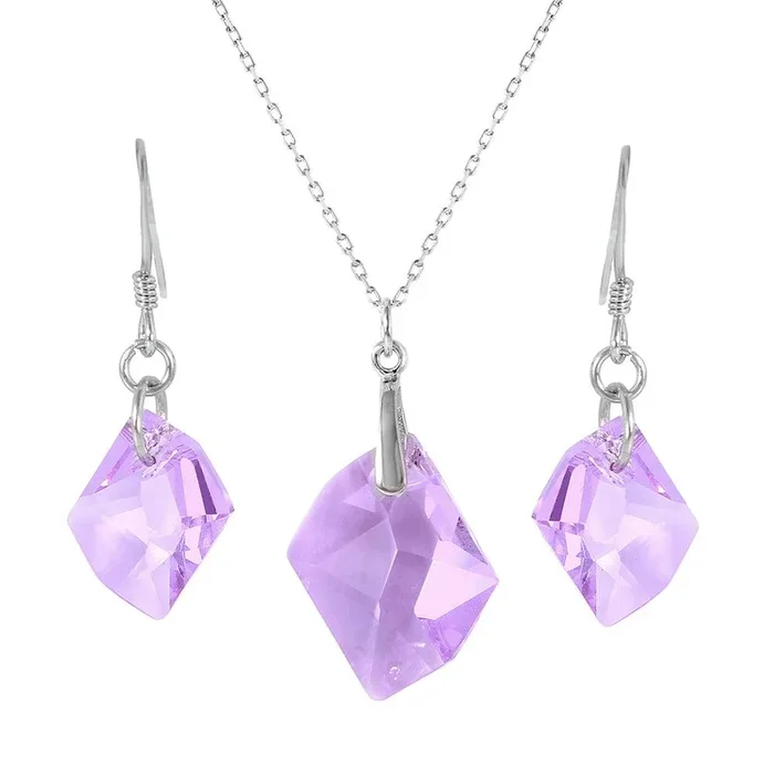 Silver 925 Rhodium Plated Big Pink CZ Set – BGS00387