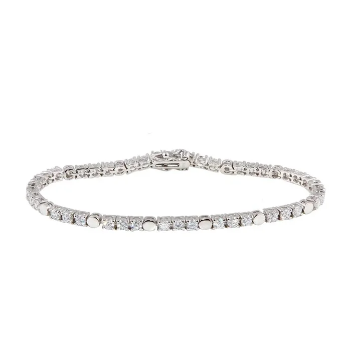 Silver 925 Rhodium Plated Clear CZ Tennis Bracelet – STB00017