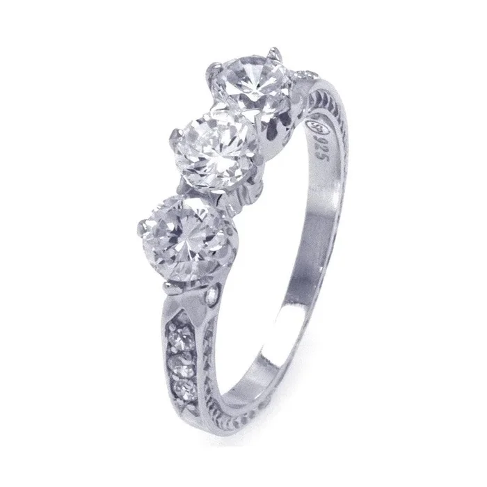 Silver 925 Rhodium Plated CZ Past Present Future Ring – STR00774