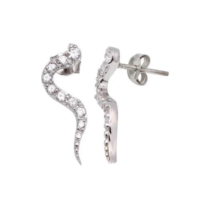 Silver 925 Rhodium Plated CZ Stud Earrings – STE00001