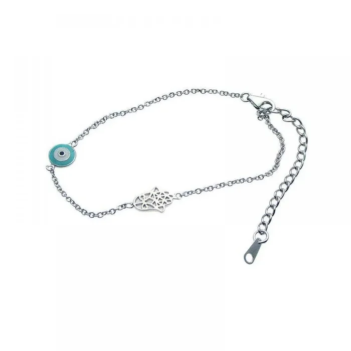 Silver 925 Rhodium Plated Evil Eye and Hamsa Bracelet – STB00386