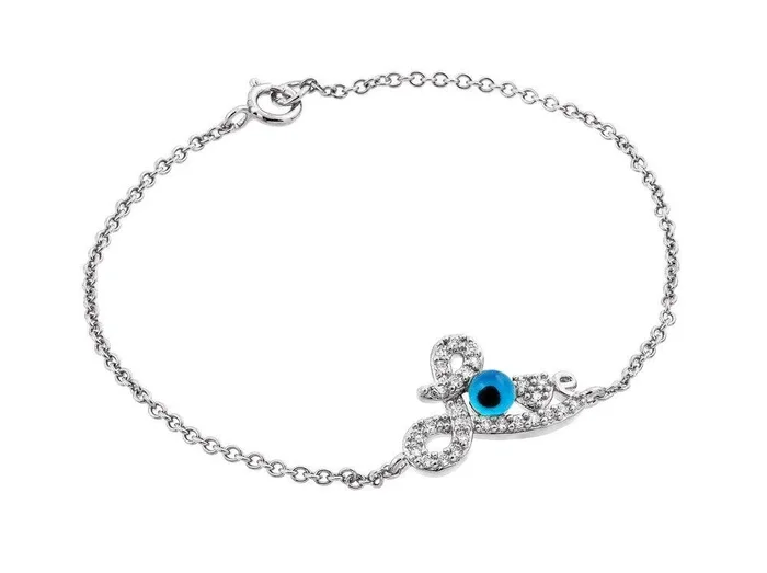 Silver 925 Rhodium Plated Evil Eye Love CZ Bracelet – BGB00169