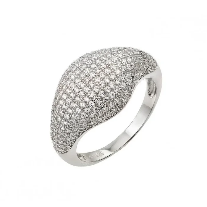 Silver 925 Rhodium Plated Graduated Micro Pave Clear CZ Ring – STR00941
