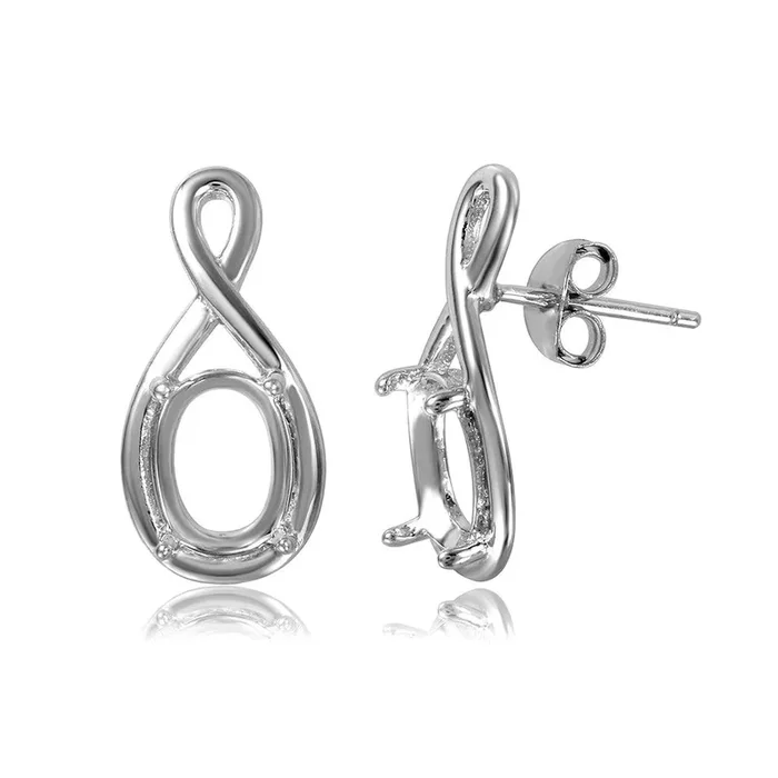Silver 925 Rhodium Plated Infinity Personalized Mounting Earrings – BGE00463