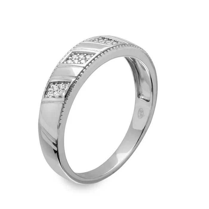 Silver 925 Rhodium Plated Men’s Trio CZ Ring – GMR00159