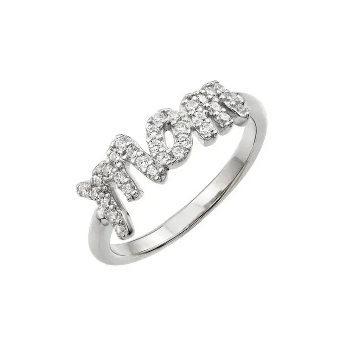 Silver 925 Rhodium Plated Mom Ring – BGR00931