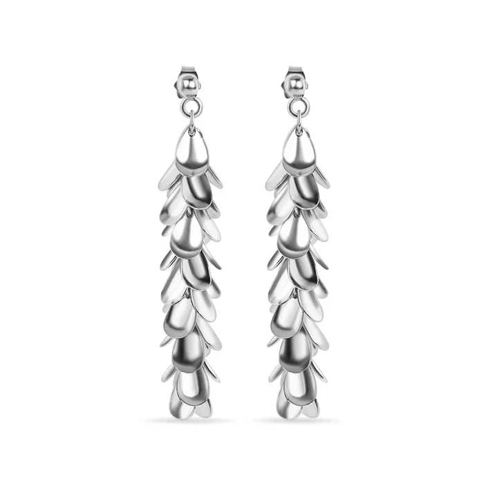 Silver 925 Rhodium Plated Multi Black Flat Circles Dangling Earrings – STE00197