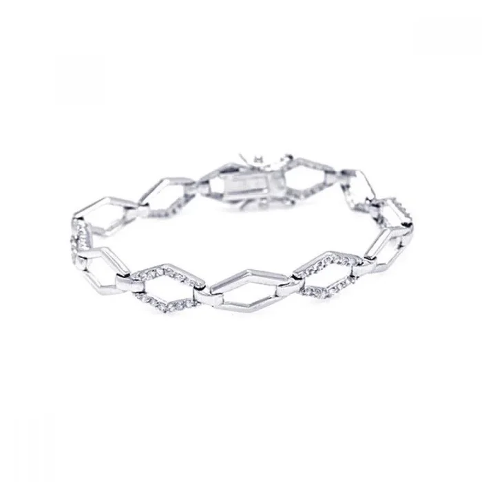 Silver 925 Rhodium Plated Open Sharp Marquis CZ Outline Bracelet – BGB00010
