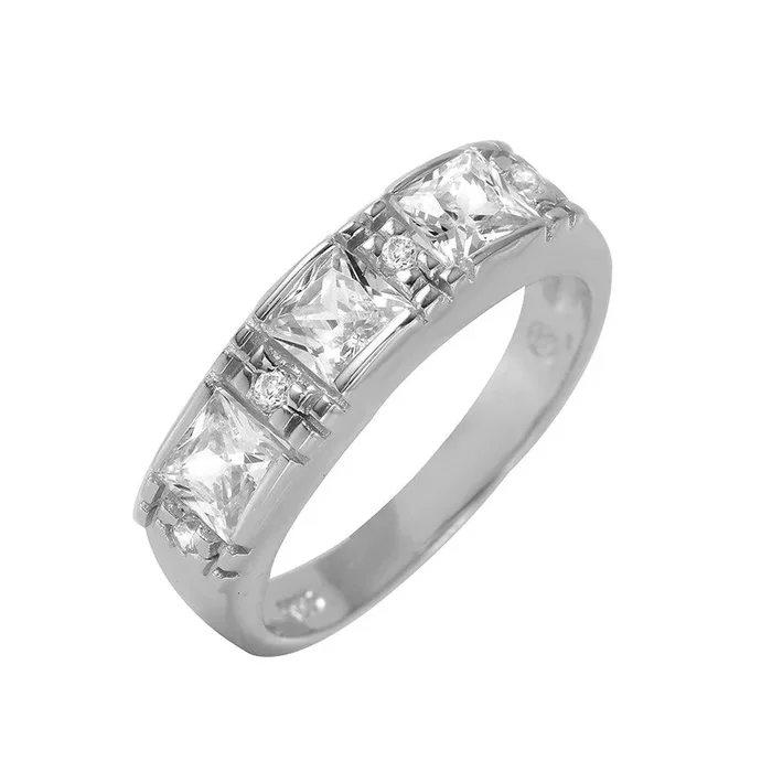 Silver 925 Rhodium Plated Princess CZ Ring – BGR00955