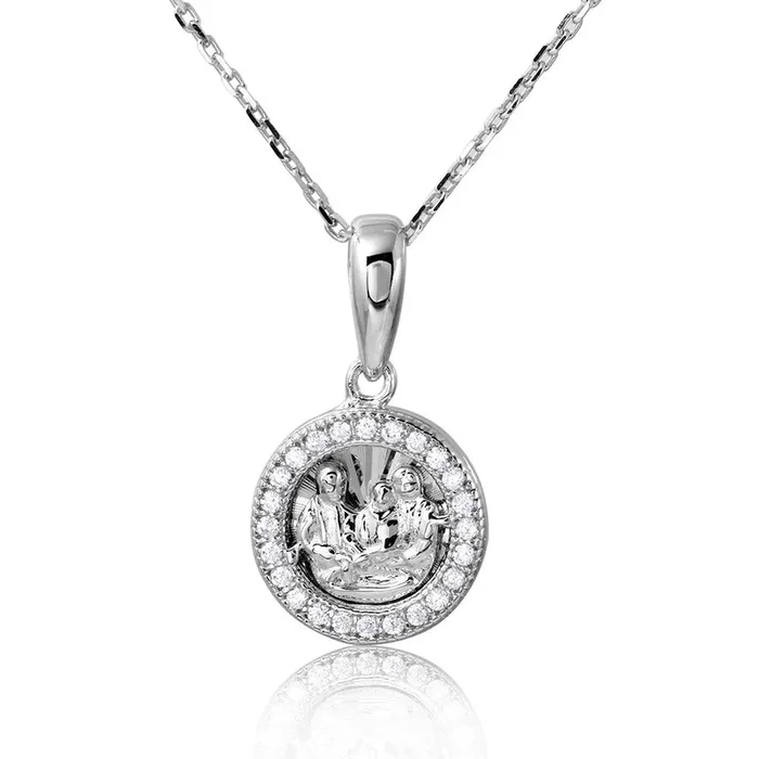Silver 925 Rhodium Plated Religious Medallion Necklace – GMP00003RH