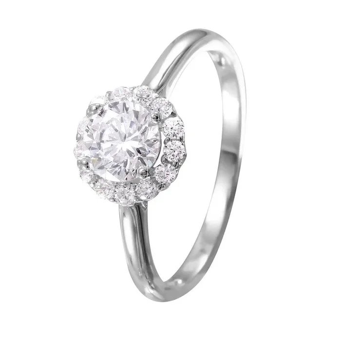 Silver 925 Rhodium Plated Round CZ Cluster Ring – GMR00055