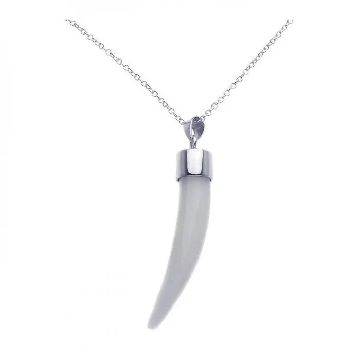 Silver 925 Rhodium Plated Tooth Pendant Necklace – STP00975