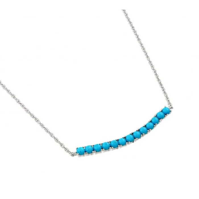 Silver 925 Rhodium Plated Turquoise Pendant Necklace – STP01453