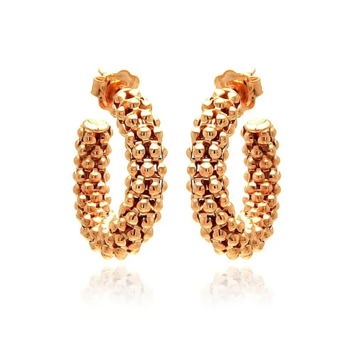 Silver 925 Rose Gold Plated Italian Crescent Stud Earrings – ITE00032RGP