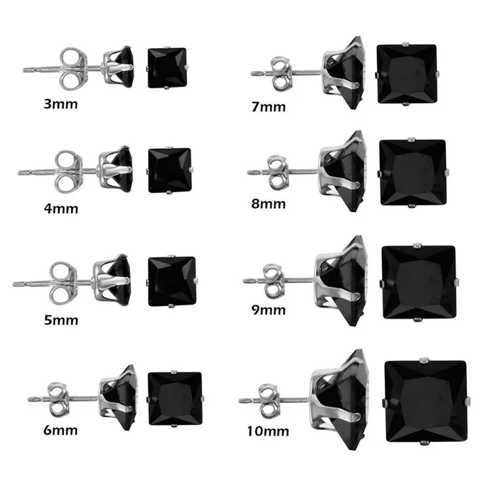 Silver 925 Square Black CZ Stud Earring – STUD SQ BL