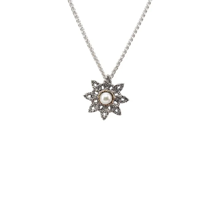Silver and 10k Gold Aphrodite Sea Star Pendant – White Fresh Water Pearl