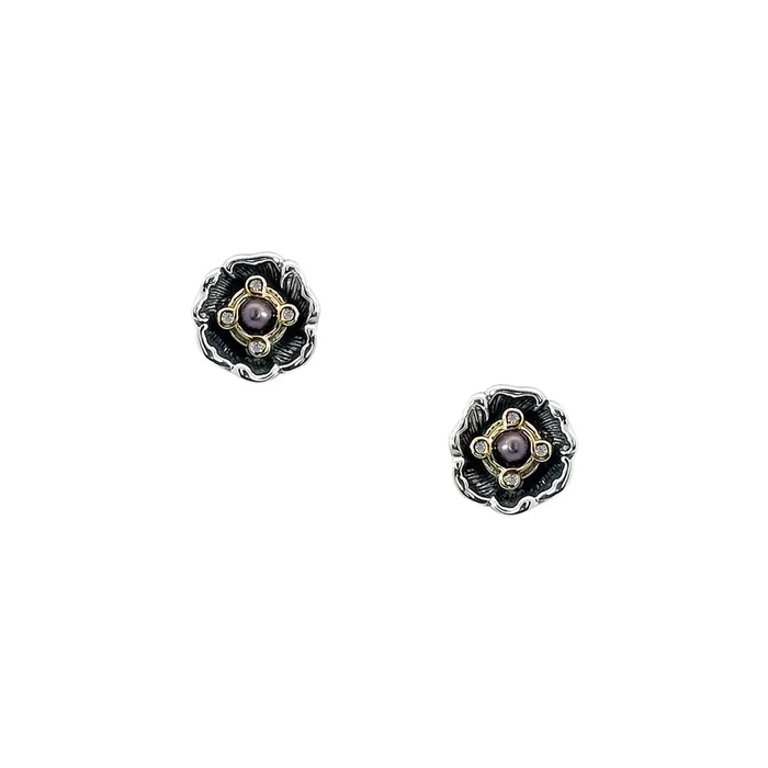 Silver and 10k Gold Aphrodite Stud Earrings – Peacock Fresh Water Pearl