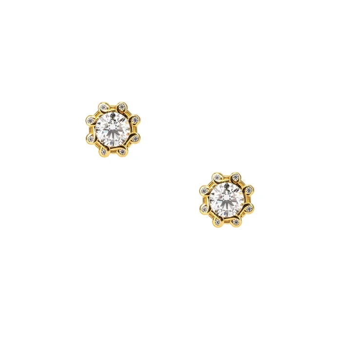 Silver and 10k Gold Celestial Earrings – Moissanite