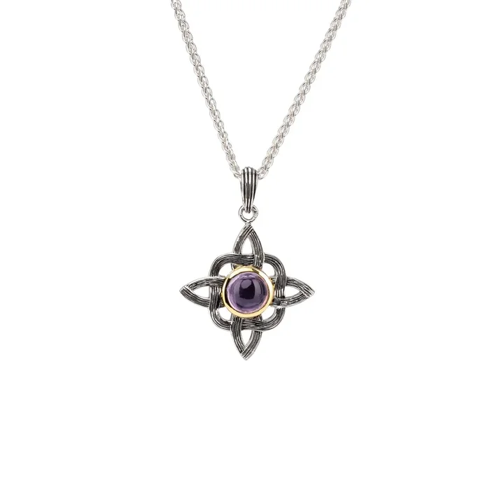 Silver And 10k Gold Celestial Pendant – Amethyst