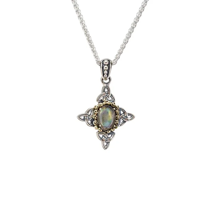 Silver and 10k Gold Celestial Small Pendant – Labradorite