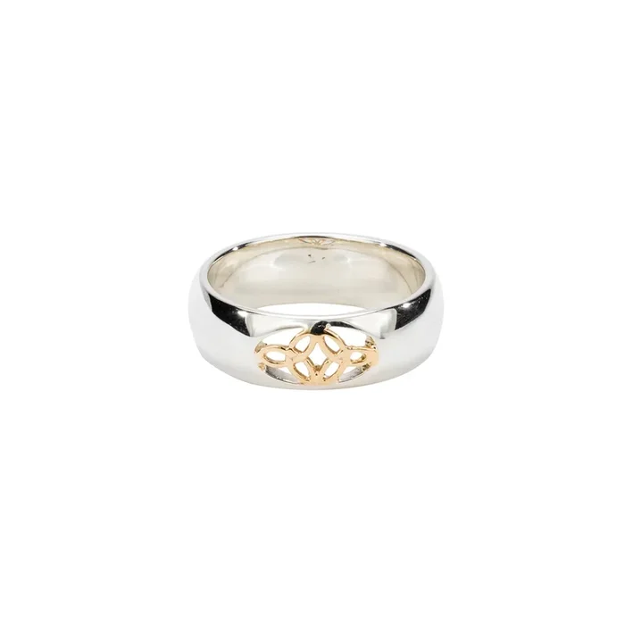 Silver and 10k Gold Double Trinity ‘Roan’ Ring – Wide