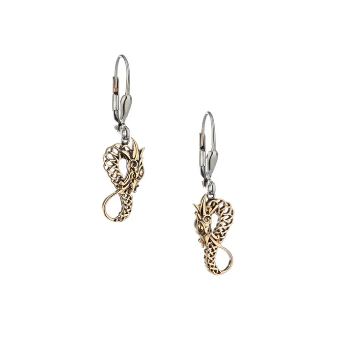 Silver and 10k Gold Dragon Earrings