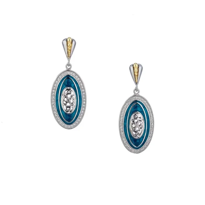 Silver and 10k Gold Path of Life Enamel Post Earrings