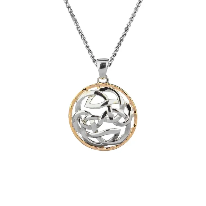 Silver and 10k Gold Path of Life Hammered Pendant