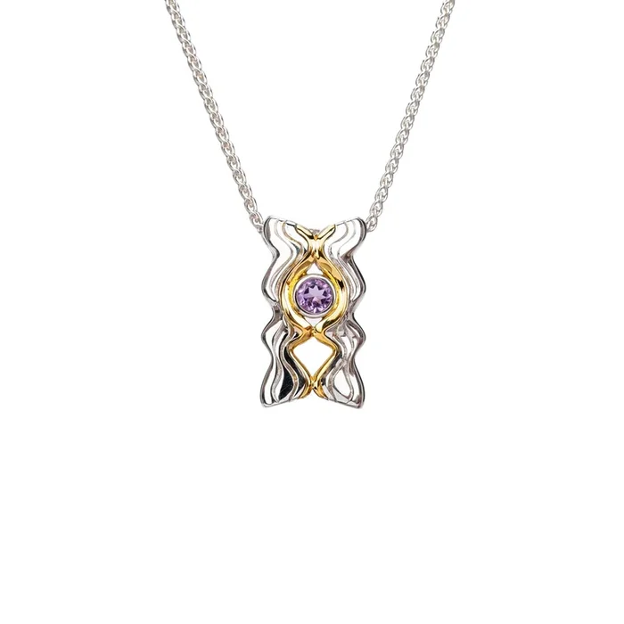 Silver And 10k Gold Rocks ‘n Rivers Pendant – Amethyst