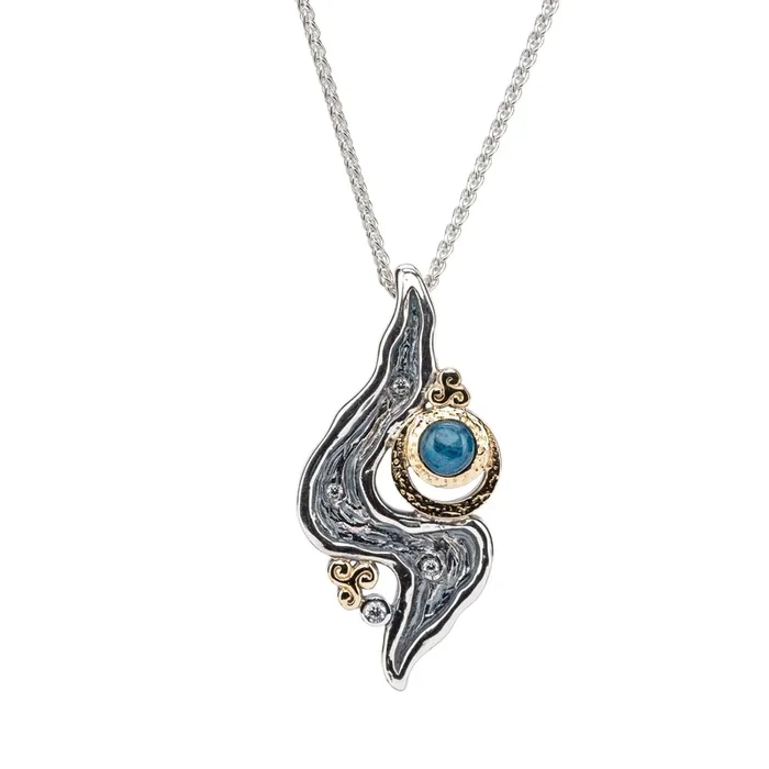 Silver and 10k Gold Rocks ‘n Rivers Pendant – Apatite