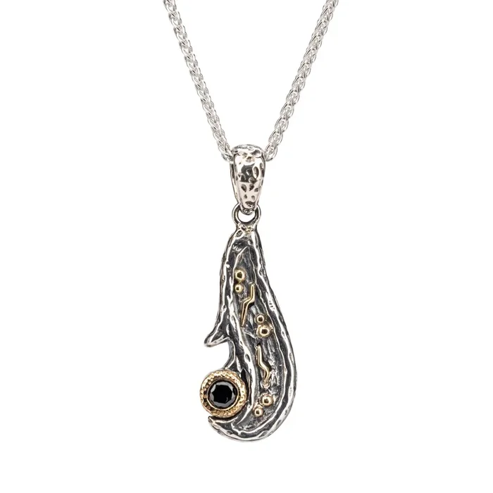 Silver and 10k Gold Rocks ‘n Rivers Pendant – Black Cubic Zirconia