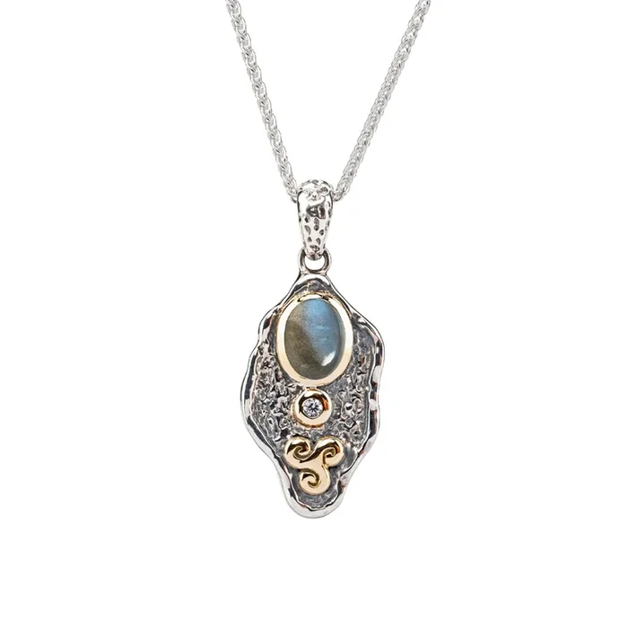 Silver and 10k Gold Rocks ‘n Rivers Pendant – Labradorite