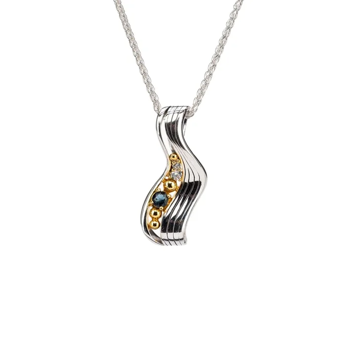 Silver and 10k Gold Rocks ‘n Rivers Pendant – London Blue Topaz