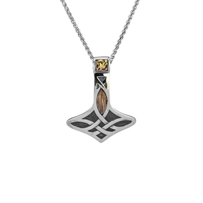 Silver and 10k Gold Thor’s Hammer Pendant Small