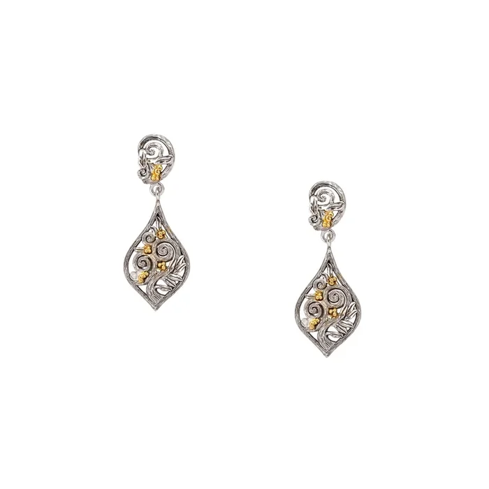 Silver and 10k Gold Tree of Life Post Earrings