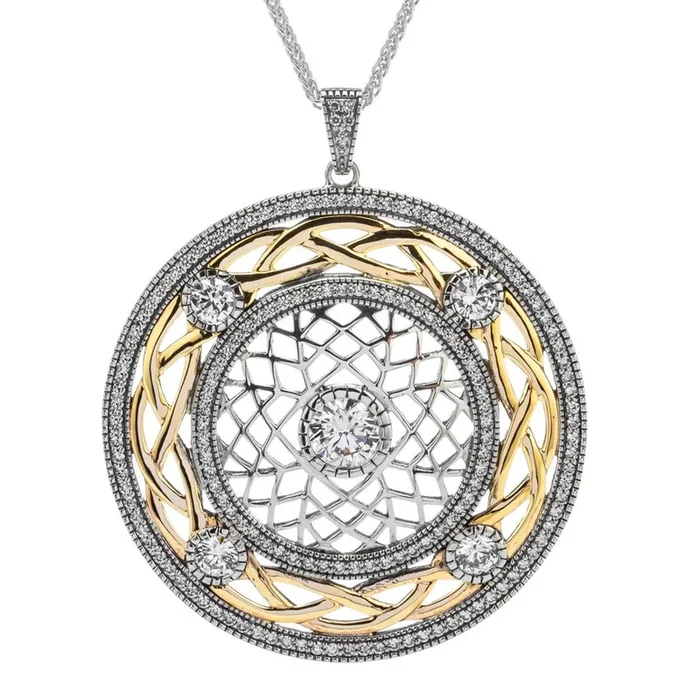 Silver and 10k Yellow or Rose Gold Brave Heart Pendant Large
